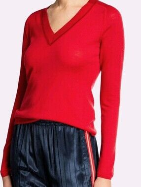Rag & Bone Pamela Sweater Red Merino Wool V-Neck